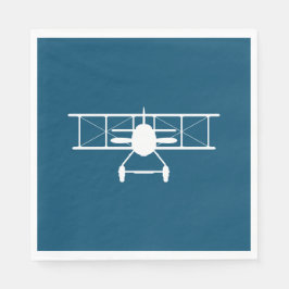 Vit flygplansprofil på blå bakgrund pappersservett