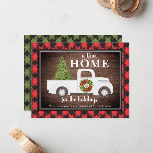 Vit Flytta-meddelande om julstämningen i Lastbil P Anteckningskort (Fram/Back In Situ)