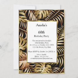 Vit födelsedagsfest för växter i Tropical Guld Inbjudningar