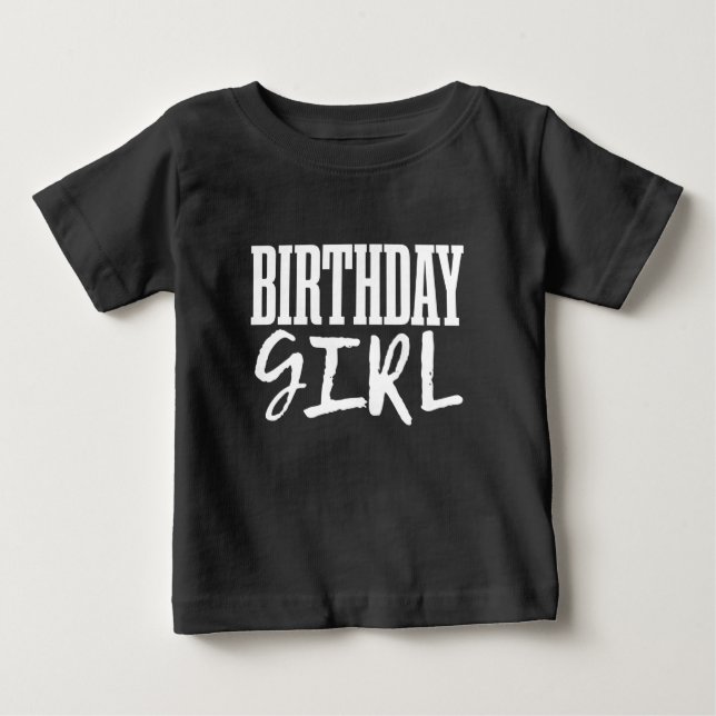 Vit födelsedagstjej text teckensnitt t shirt (Framsida)