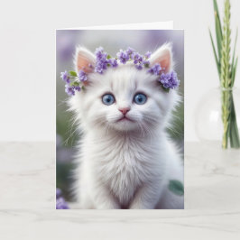 Vit födelsedagstjort med Lilac Laurel Kort