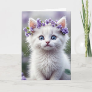 Vit födelsedagstjort med Lilac Laurel Kort