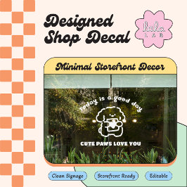 Vit fönsterdekal för veterinärklinik - välkomstmed