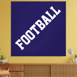 Vit FOOTBALL-text för friskt slant på marinblått Canvastryck