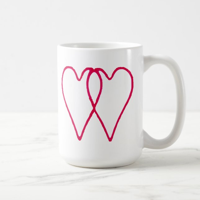 Vit för 2 hjärtor tillsammans de MUSEUMZazzle Kaffemugg (Höger)