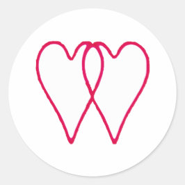 Vit för 2 hjärtor tillsammans de MUSEUMZazzle Runt Klistermärke