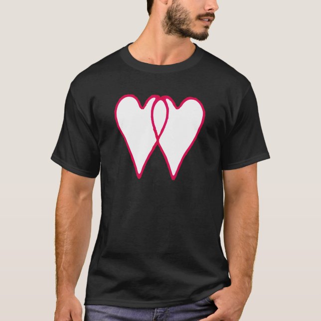 Vit för 2 hjärtor tillsammans de MUSEUMZazzle Tee (Framsida)