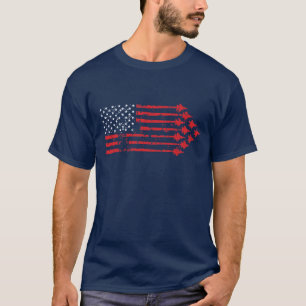Vit för amerikanska flaggan för jet för t shirt
