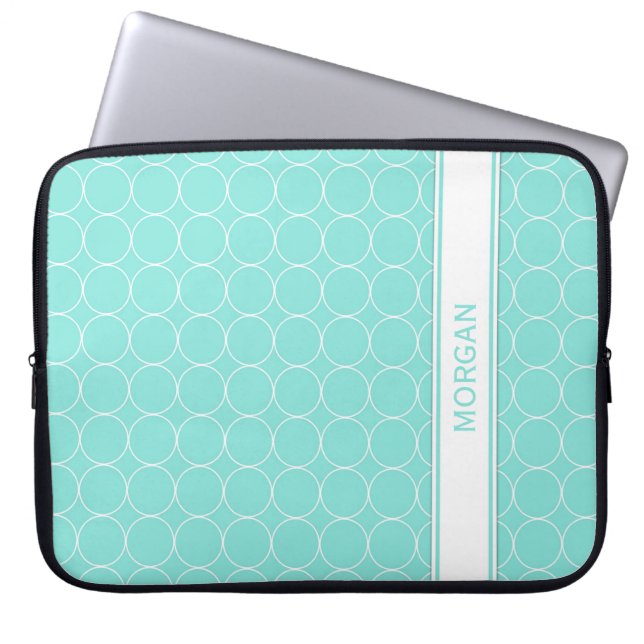 Vit för Aqua för bärbar datoranpassningsbarnamn Laptop Sleeve (Framsidan)