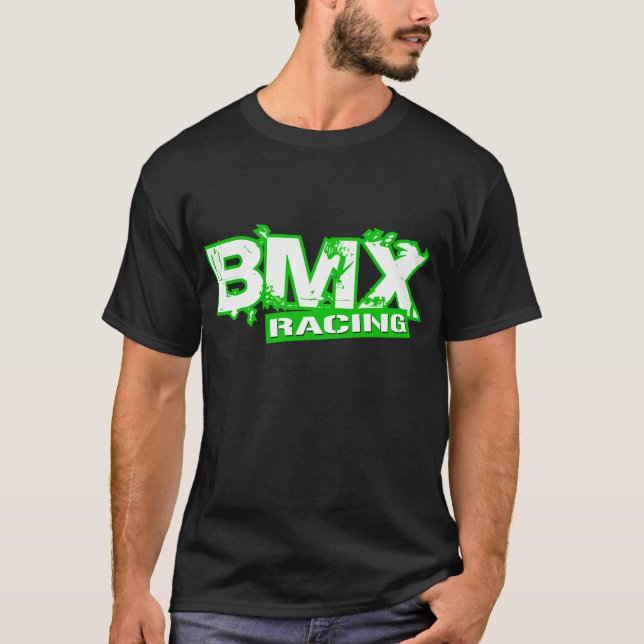 VIT FÖR BMX-TÄVLAGRÖNT T-SHIRT (Framsida)