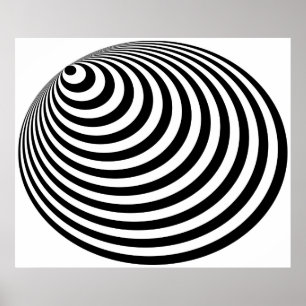 Vit för Bullseye för Op konst Excentric svart Poster
