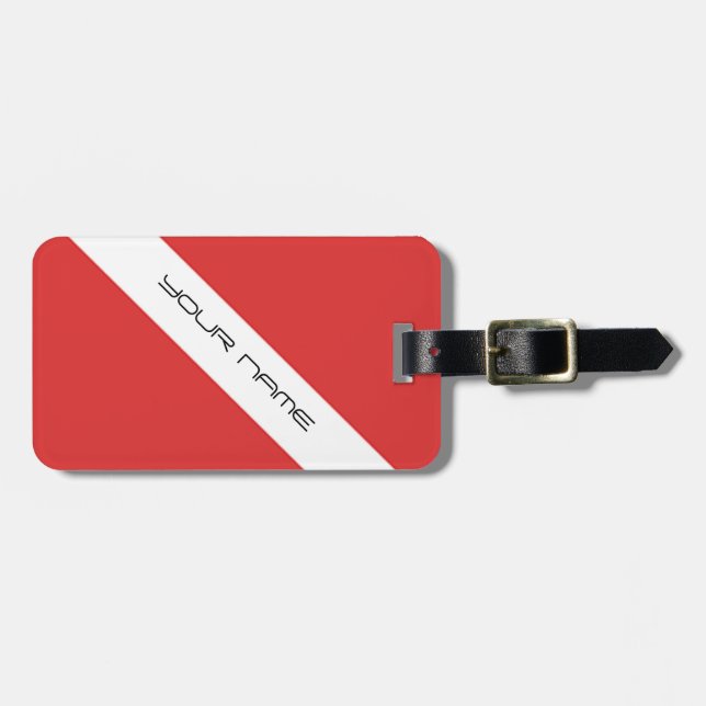 Vit för Emblem för dykare för dykasymbolflagga röd Bagagebricka (Horisontell Framsida)