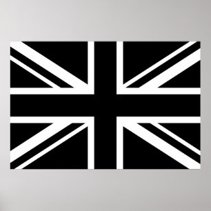 Vit för England flaggasvart Poster