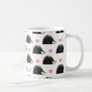 Vit för igelkotthjärtamönster kaffemugg