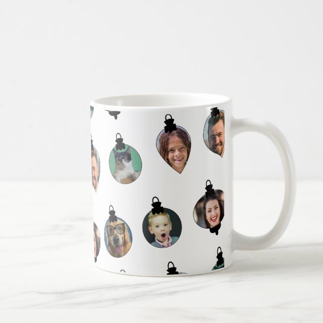 Vit för julfonfamiljen Photo Ansikte Ornaments Whi Kaffemugg (Höger)
