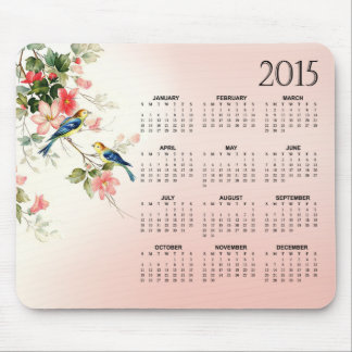 Vit för kalender för vintagelove birds 2015 rodna musmatta