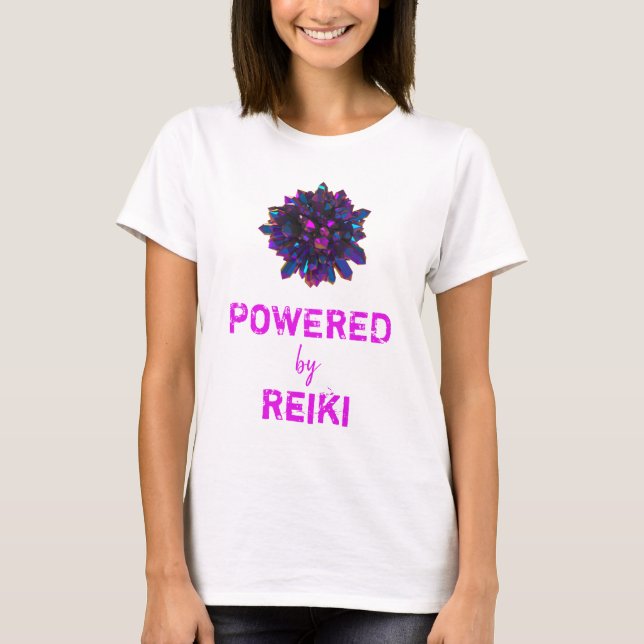 Vit för kvinnor för *~*Reiki rosa purpurfärgad T Shirt (Framsida)
