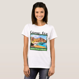 Vit för lägerrävblå himmel fördunklar i grön ram t-shirt
