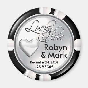 Vit för Las Vegas lycklig förälskad kasinochip Magnet