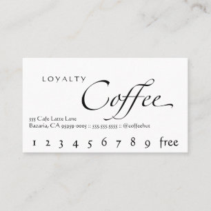 Vit för lojalitetkaffePunchcard med svart text Lojalitetskort