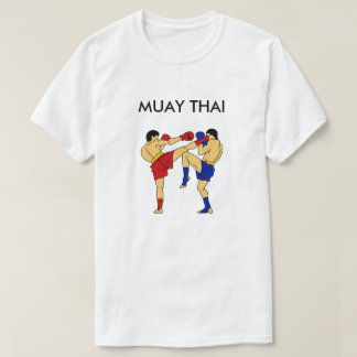Vit för Muay thailändsk T-tröja (rundahus) Tröja