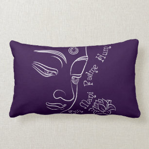 Vit för mummel för Buddha lotusblommaOm Mani Pad Lumbarkudde