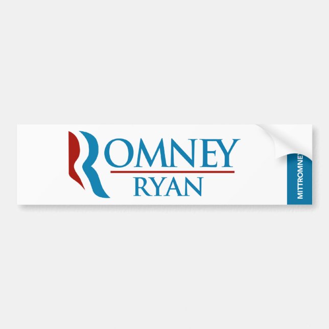 Vit för Romney Ryan logotypbildekal Bildekal (Framsidan)