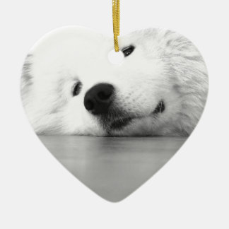 Vit för Samoyedfotohund Julgransprydnad Keramik