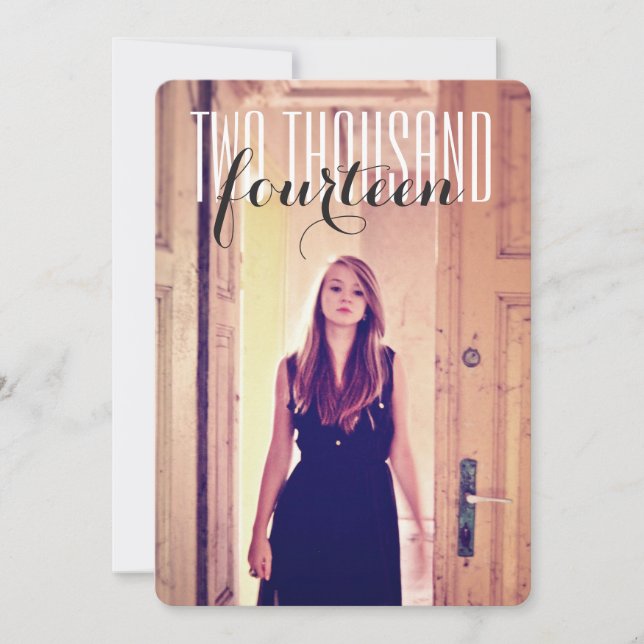 Vit för svart för fotostudentfesthögstadium inbjudningar (Framsida)