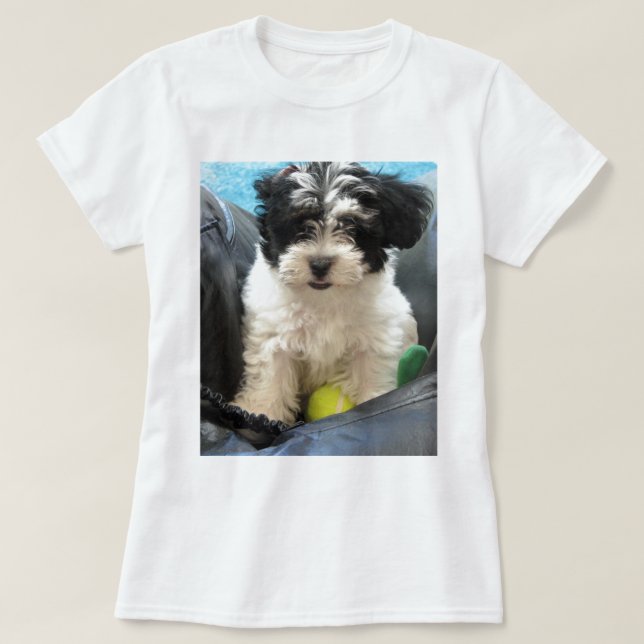 Vit för svart för Havanese räddingvalp T-shirt (Design framsida)