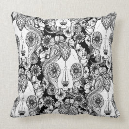 vit för svart för kattskalledamast kudde