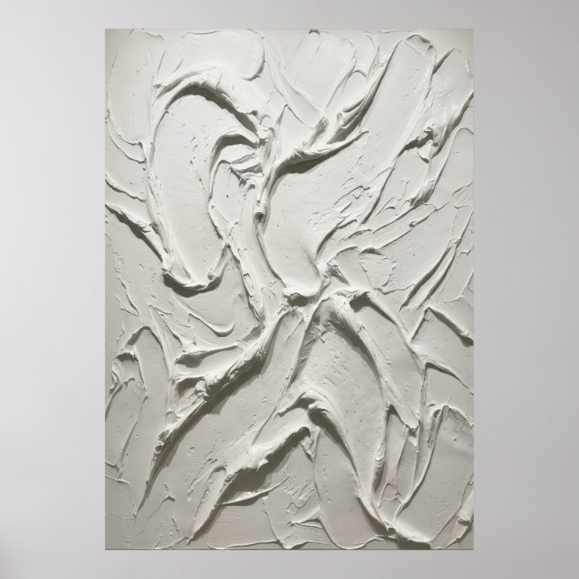 Vit formad gipstextur Abstrakt Minimalistisk Konst Poster (Framsidan)