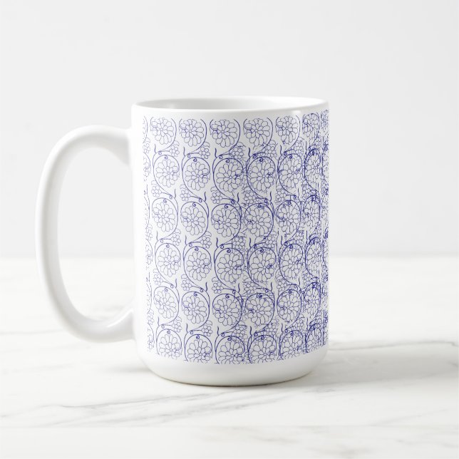 Vit förpackning papper med en subtil, upprepad pla kaffemugg (Vänster)