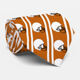 Vit fotboll Helmet på Brent Orange Necktie Slips