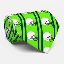 Vit fotboll Helmet på Lime Green Necktie Slips