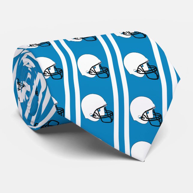 Vit fotboll på Med. Blue Necktie Slips (Rullad)