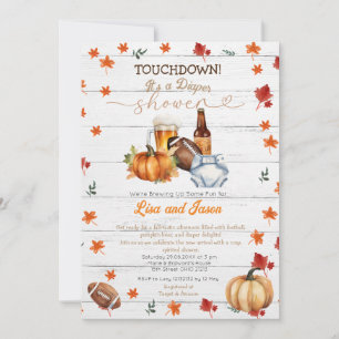 Vit fotboll Pumpkin Fall Diaper Shower Inbjudningar