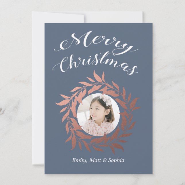 Vit foto av frisk andedräkt i god jul Ro Guld Julkort (Framsida)