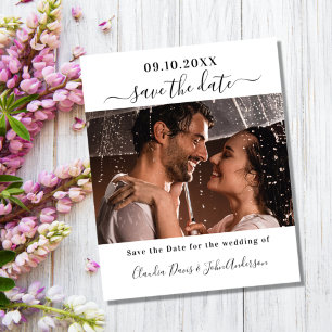 Vit foto skript elegant budget spara datum flygblad