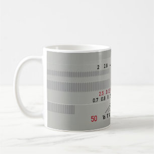 Vit fotograf av kameralins kaffemugg