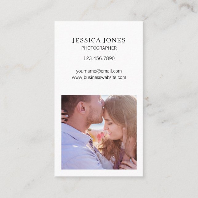 Vit fotokvadrat - lätt minimalistisk fotofärg visitkort (Framsida)