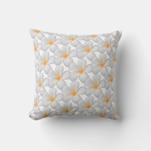 Vit Frangipani Plumeria Blommor Kastkudde Kudde
