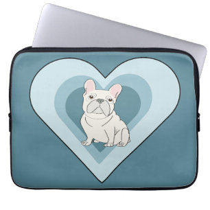 Vit fransk bulldogg laptop fodral