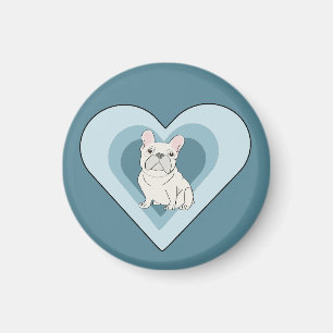 Vit fransk bulldogg magnet