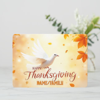 Vit fredsdubbe av tacksamhet – Elegent Thanksgivin Julkort