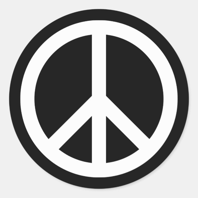 Vit fredssymbol runt klistermärke (Framsida)