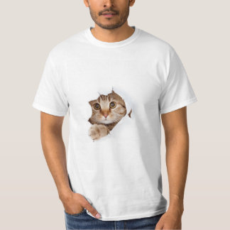 Vit friterad Cute Funny Cat T-shirt