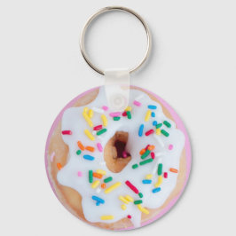 Vit frost- och sprinkles-nyckelkedja för munkar nyckelring