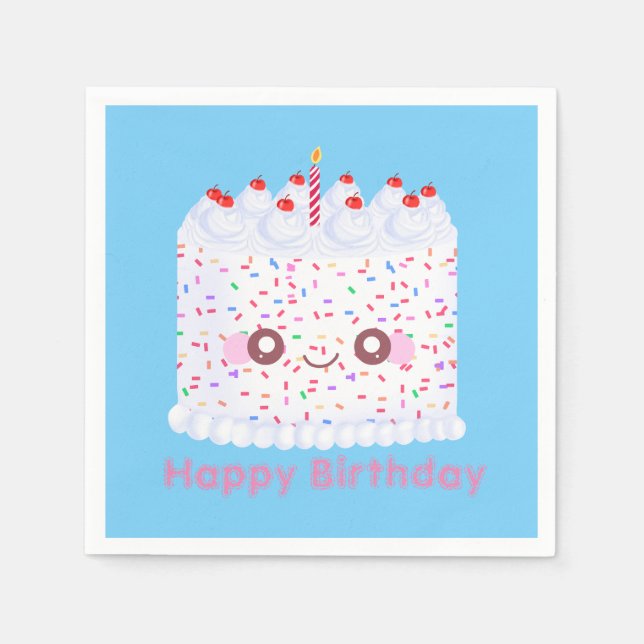 Vit Frosting Sprinkle Birthday Cake Pappersservett (Framsidan)