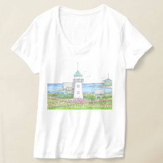 Vit fyr Kvinnor V-ringad t-shirt